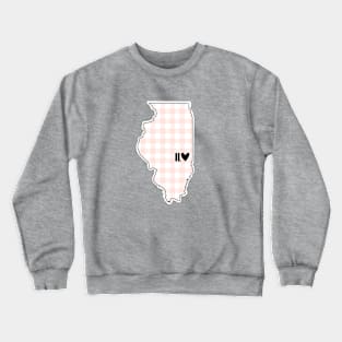 USA States: Illinois (pink plaid) Crewneck Sweatshirt